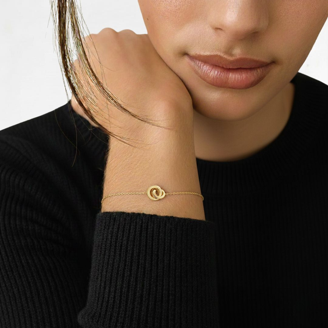Bracelet anneaux entrelacés plaqué or 18K You and Me Bellaime 3