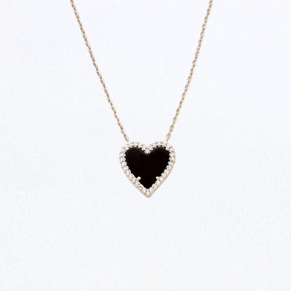 Collier cœur argent 925 agate Black Vertigo Bellaime