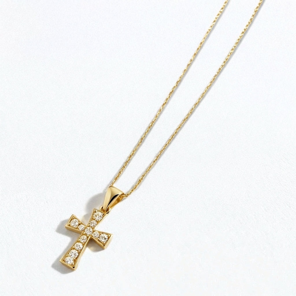 Collier croix femme plaqué or 18K zirconium Bellaime 2