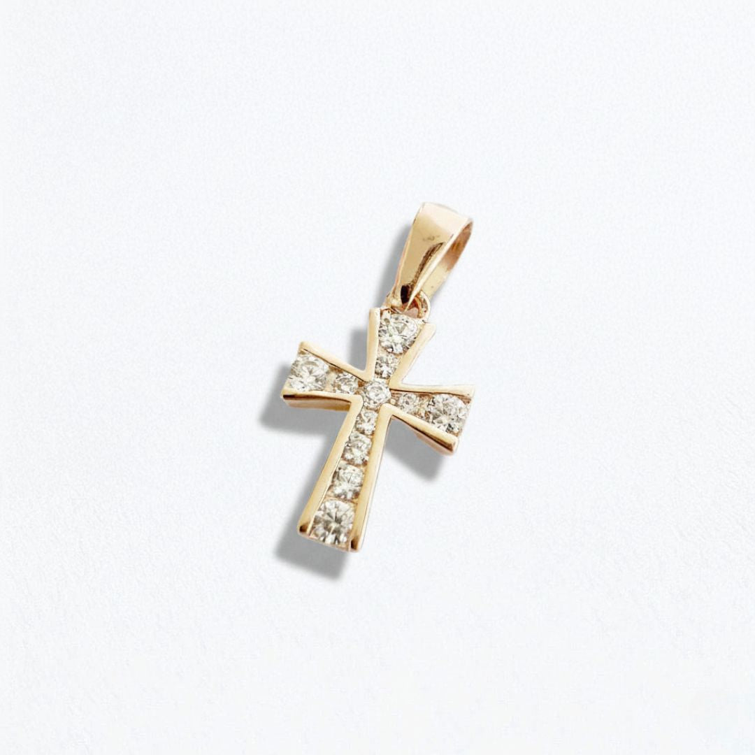 Collier croix femme plaqué or 18K zirconium Bellaime 5