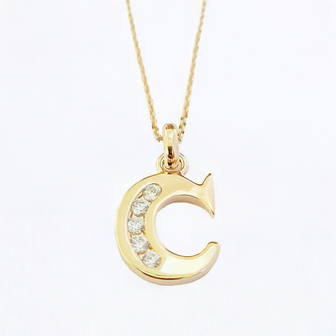 Collier lettre C plaqué or 18K zirconium Basic & Perfect Bellaime