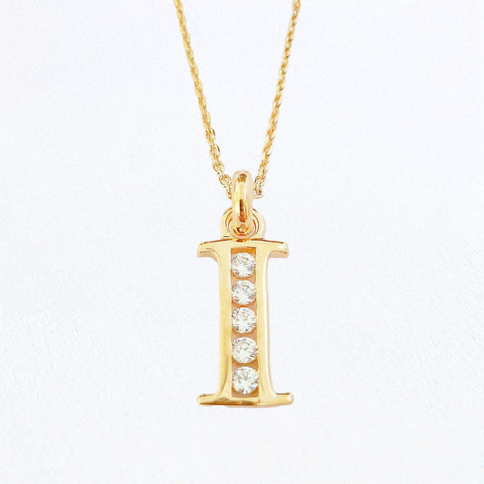 Collier lettre I plaqué or 18K zirconium Basic & Perfect Bellaime