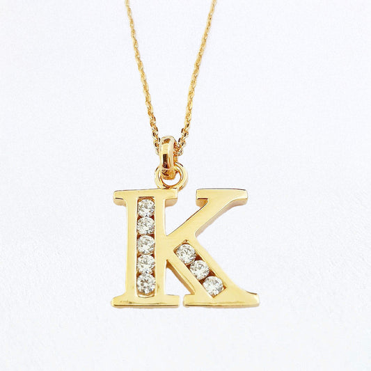 Collier lettre K plaqué or 18K zirconium Basic & Perfect Bellaime