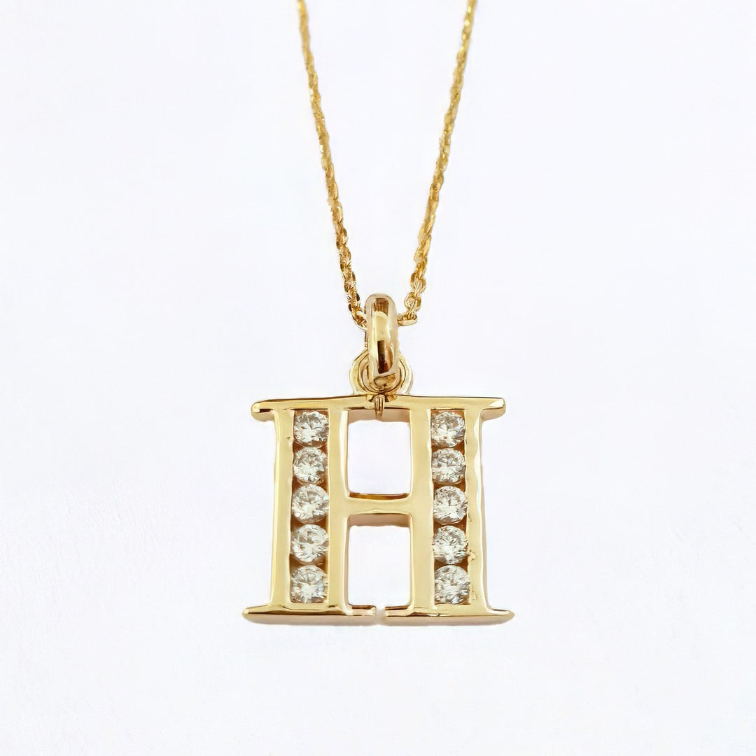 Collier lettre H plaqué or 18K zirconium Basic & Perfect Bellaime