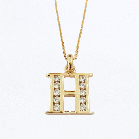 Collier lettre H plaqué or 18K zirconium Basic & Perfect Bellaime