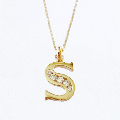 Collier lettre S plaqué or 18K zirconium Basic & Perfect Bellaime