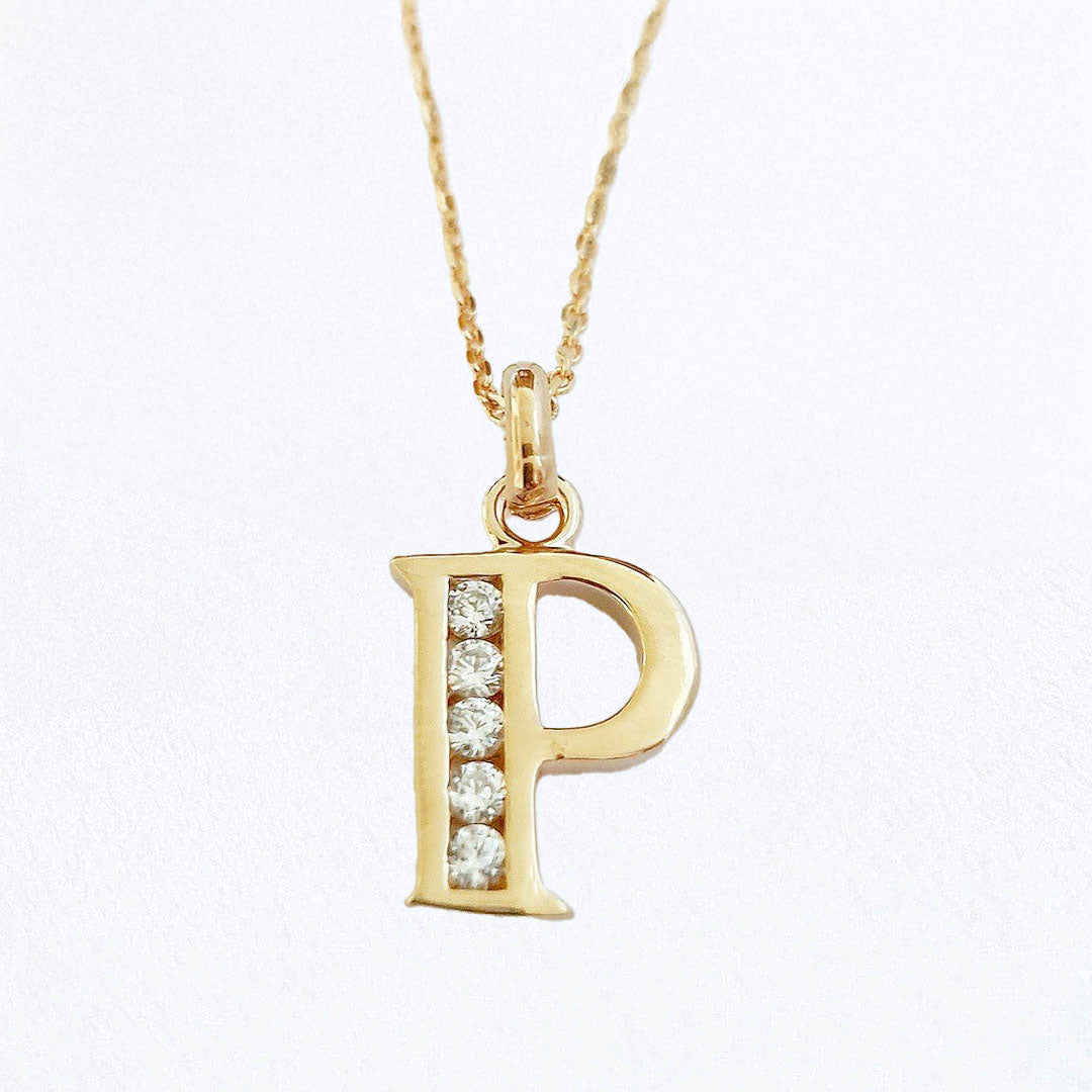 Collier lettre P plaqué or 18K zirconium Basic & Perfect Bellaime