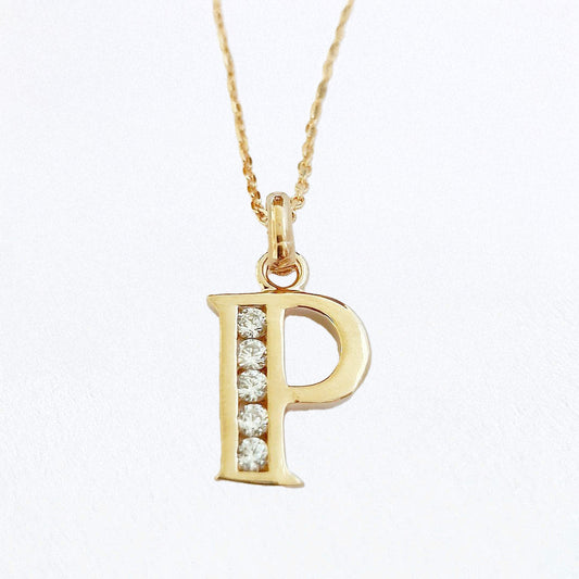 Collier lettre P plaqué or 18K zirconium Basic & Perfect Bellaime