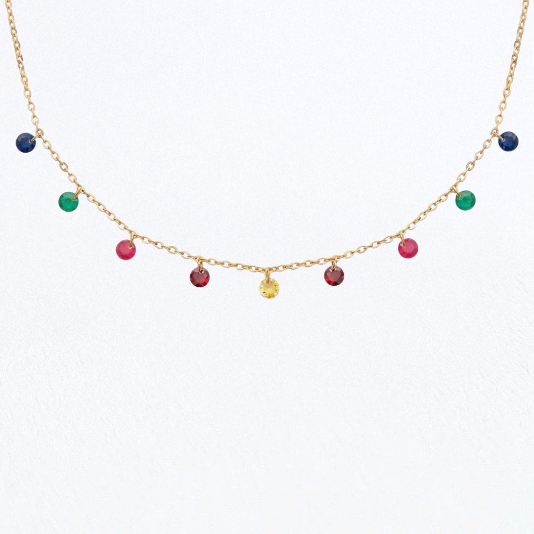 Collier multicolore Iris Plaqué or 18K Zirconium Bellaime