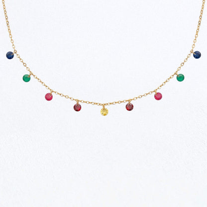Collier multicolore Iris Plaqué or 18K Zirconium Bellaime
