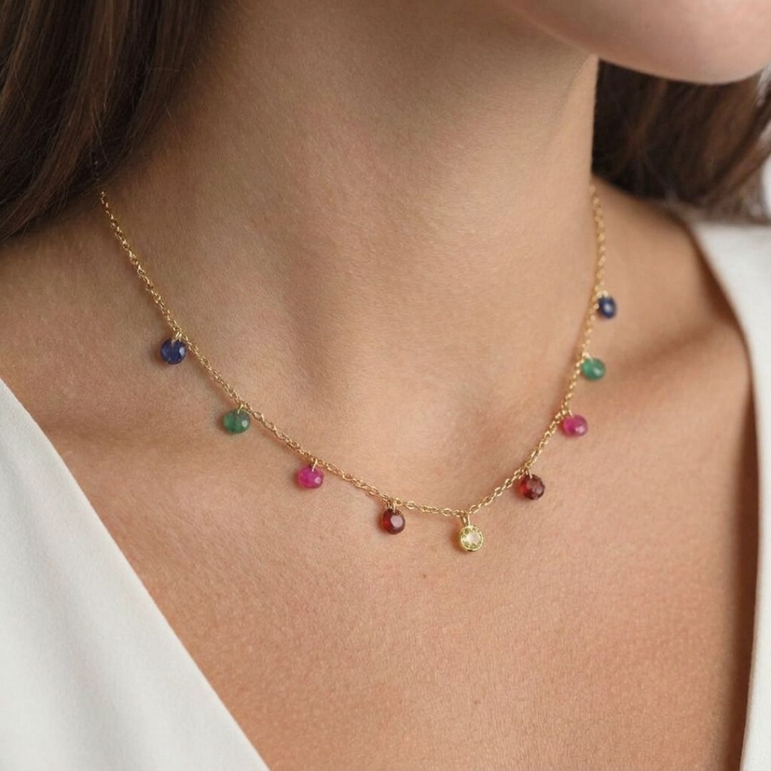 Collier multicolore Iris Plaqué or 18K Zirconium Bellaime 2