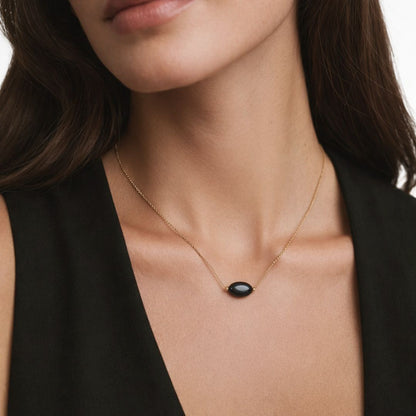 Collier obsidienne noire plaqué or 18K Black Odity Bellaime 4