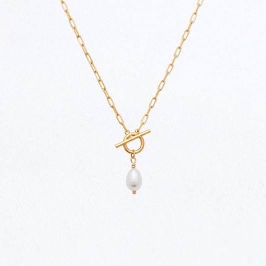 Collier Perle Plaqué Or 18K Pearl Toggle Bellaime
