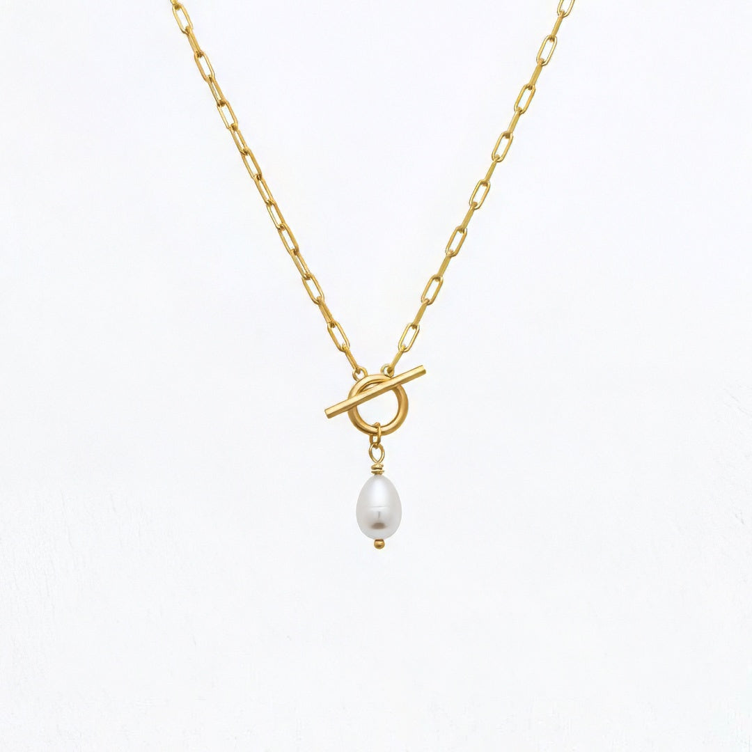 Collier Perle Plaqué Or 18K Pearl Toggle Bellaime