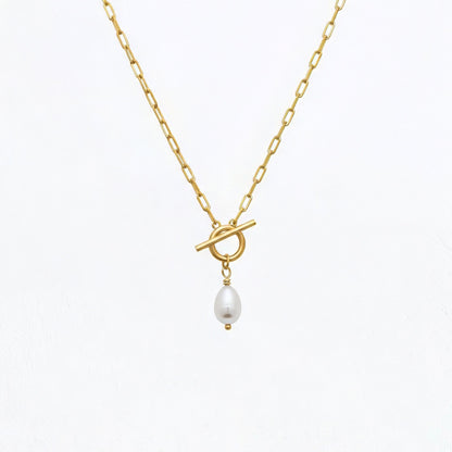 Collier Perle Plaqué Or 18K Pearl Toggle Bellaime