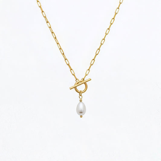 Collier Perle Plaqué Or 18K Pearl Toggle Bellaime