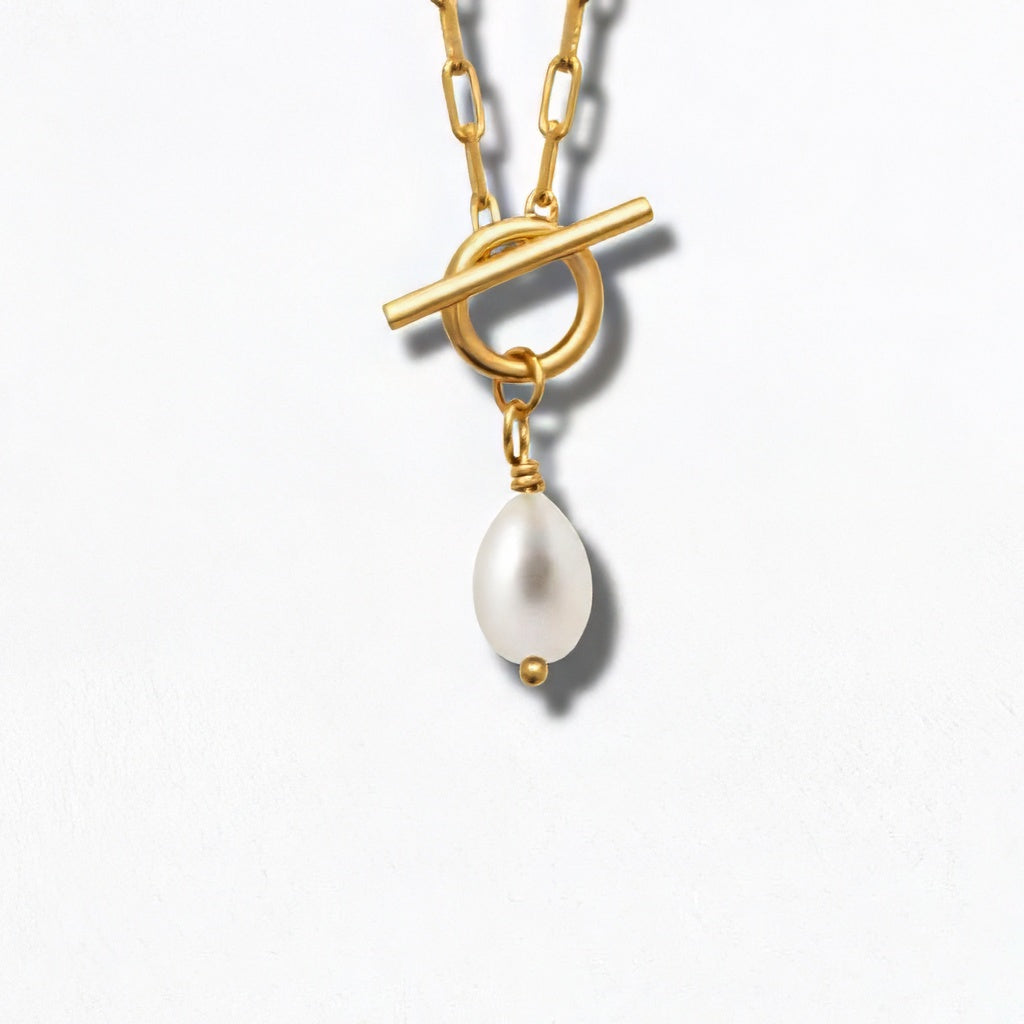 Collier Perle Plaqué Or 18K Pearl Toggle Bellaime 6