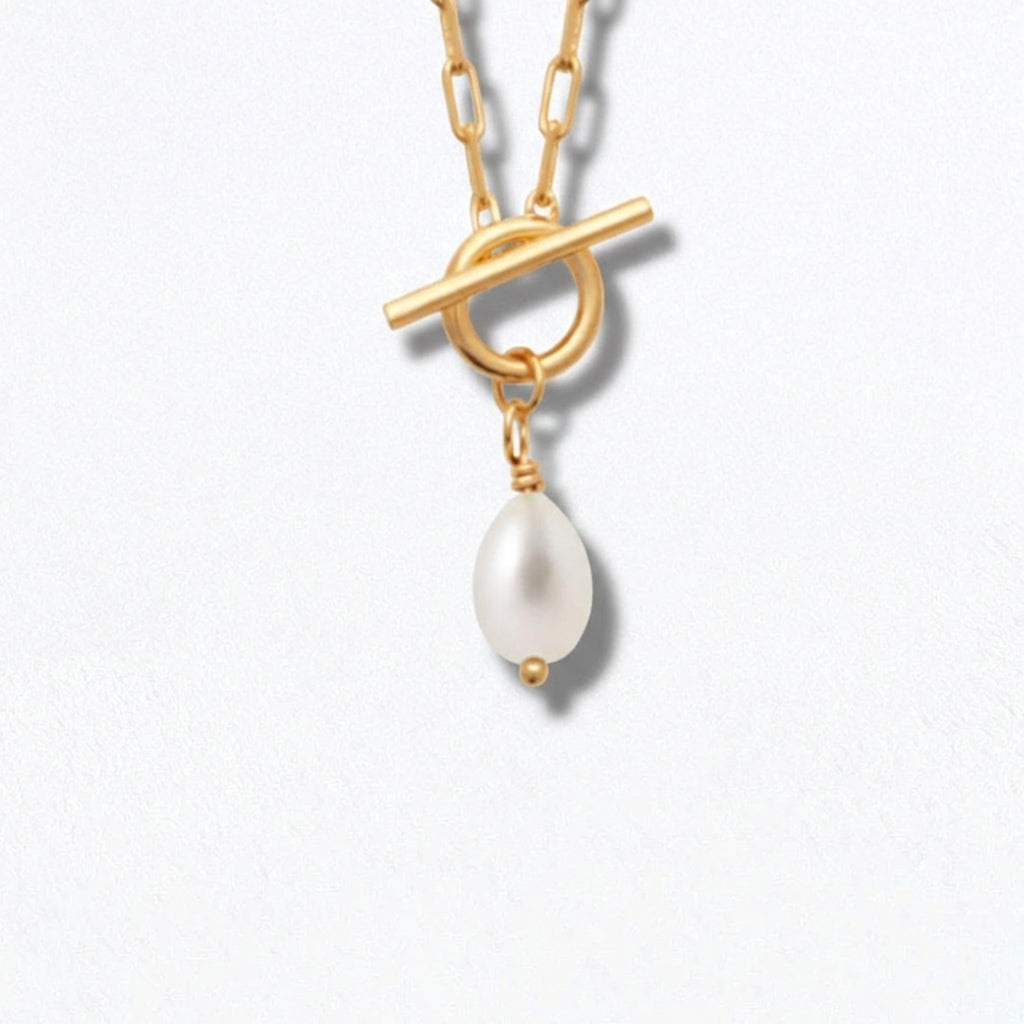 Collier Perle Plaqué Or 18K Pearl Toggle Bellaime 6