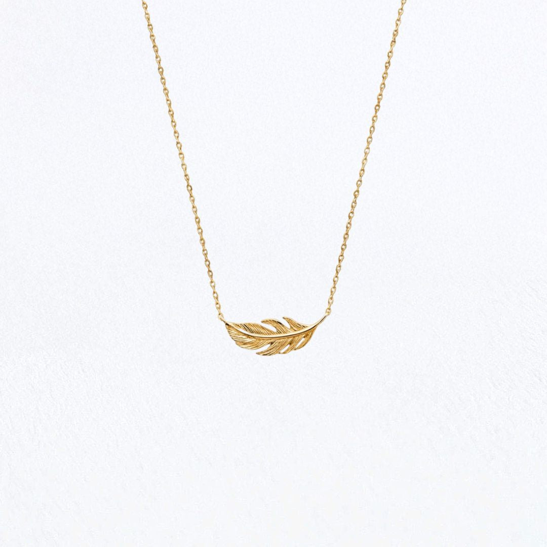 Collier plume plaqué or 18K Bellaime