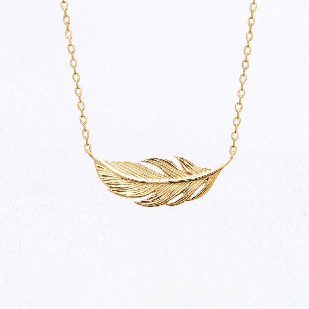 Collier plume plaqué or 18K Bellaime 5