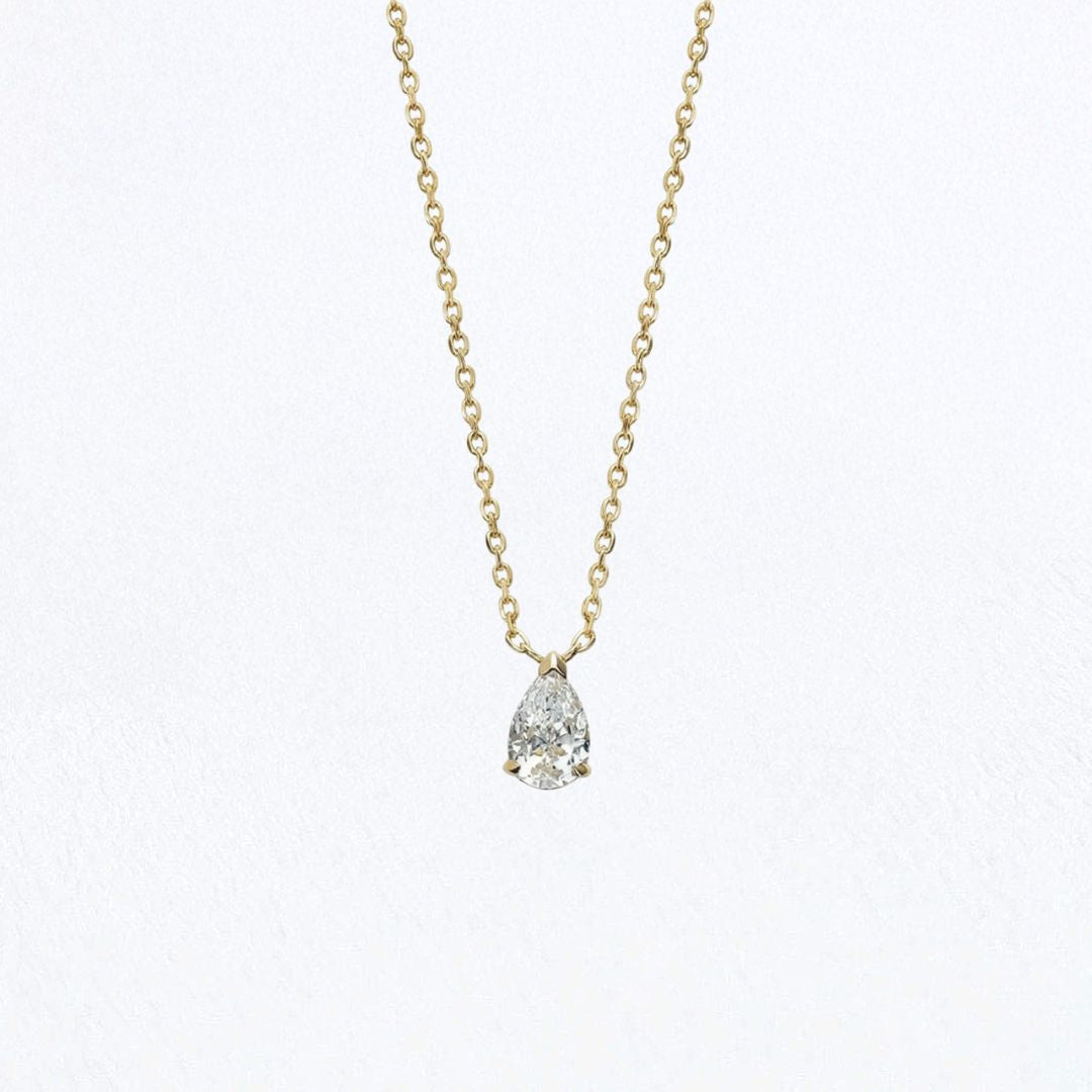 Collier solitaire goutte plaqué or 18K Bellaime