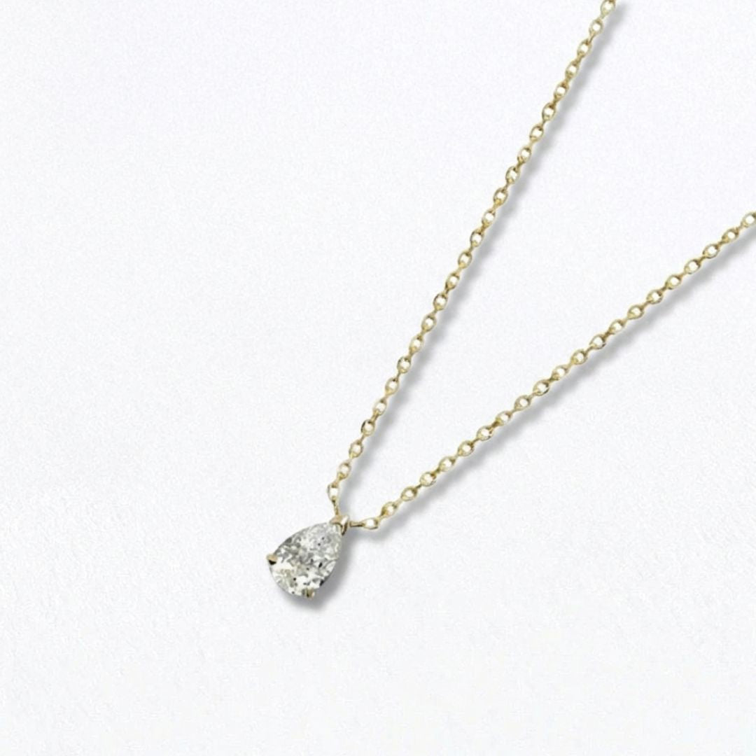 Collier solitaire goutte plaqué or 18K Bellaime 5