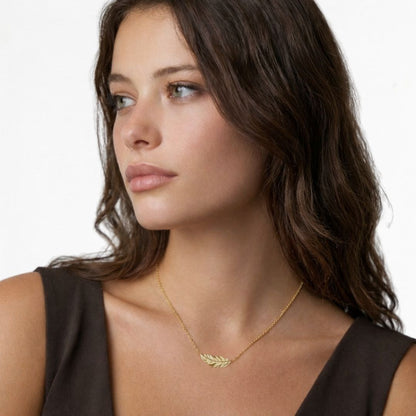 Collier plume plaqué or 18K Bellaime 4