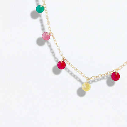 Collier multicolore plaqué or 18K zirconium Rainbow Loop Bellaime 3