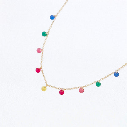 Collier multicolore plaqué or 18K zirconium Rainbow Loop Bellaime 4