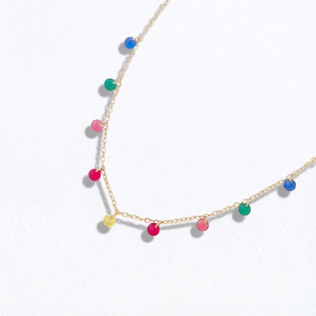 Collier multicolore plaqué or 18K zirconium Rainbow Loop Bellaime 4