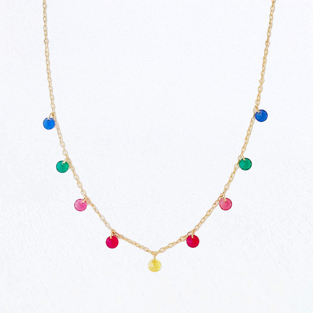 Collier multicolore plaqué or 18K zirconium Rainbow Loop Bellaime