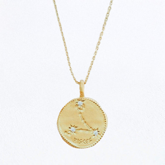 Collier poisson signe astrologique constellation plaqué or 18K zirconium Bellaime