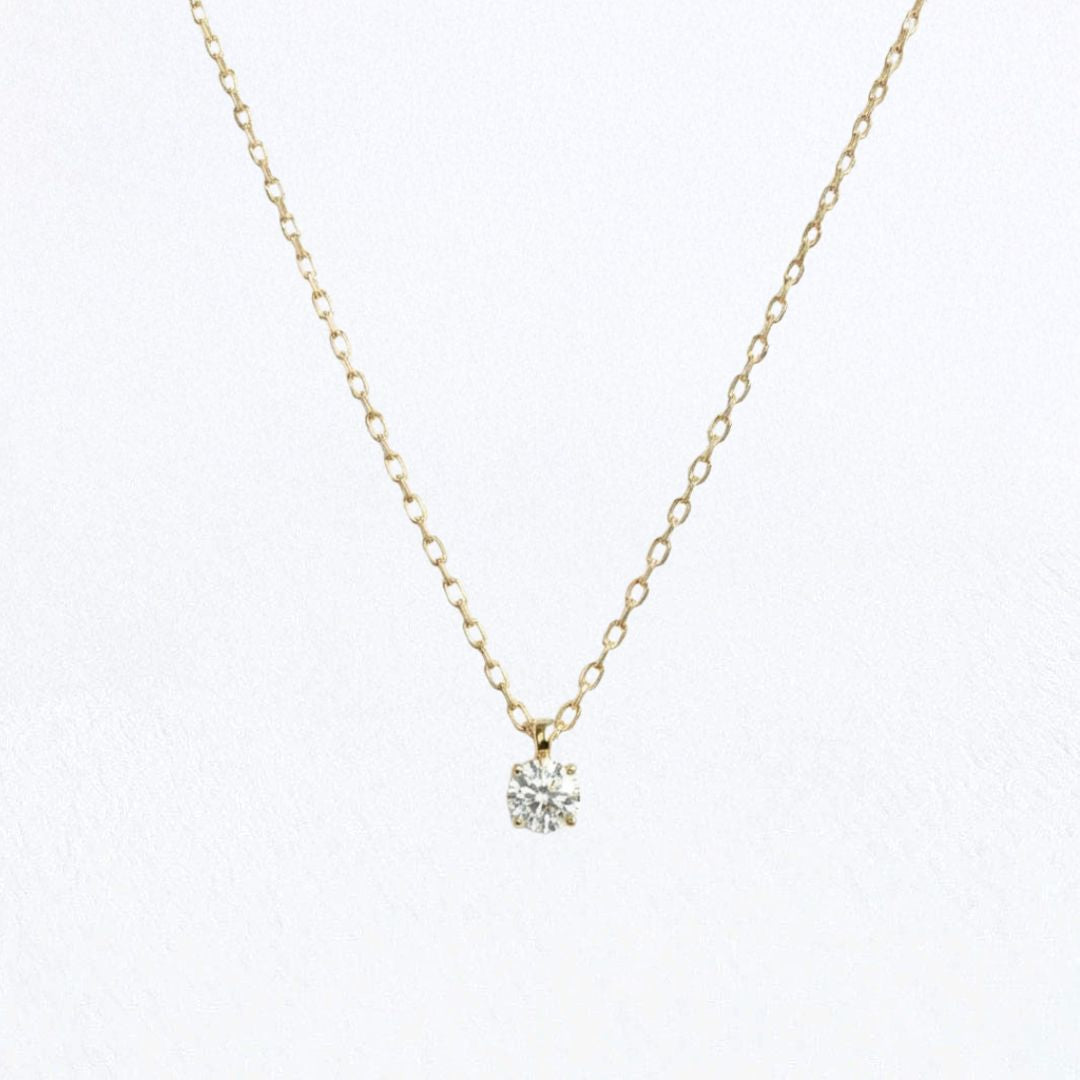 Collier solitaire plaqué or 18K Bellaime