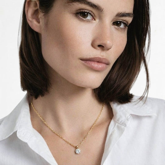 Collier solitaire plaqué or 18K Bellaime 2