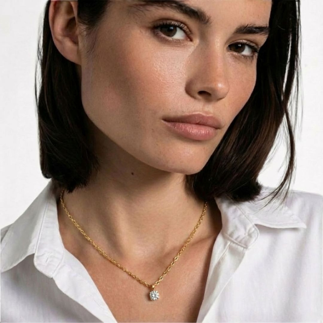 Collier solitaire plaqué or 18K Bellaime 2