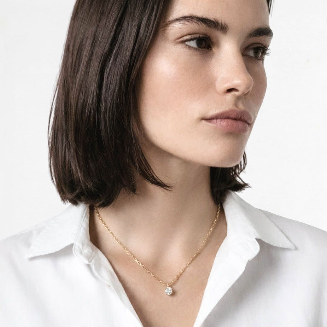 Collier solitaire plaqué or 18K Bellaime 3