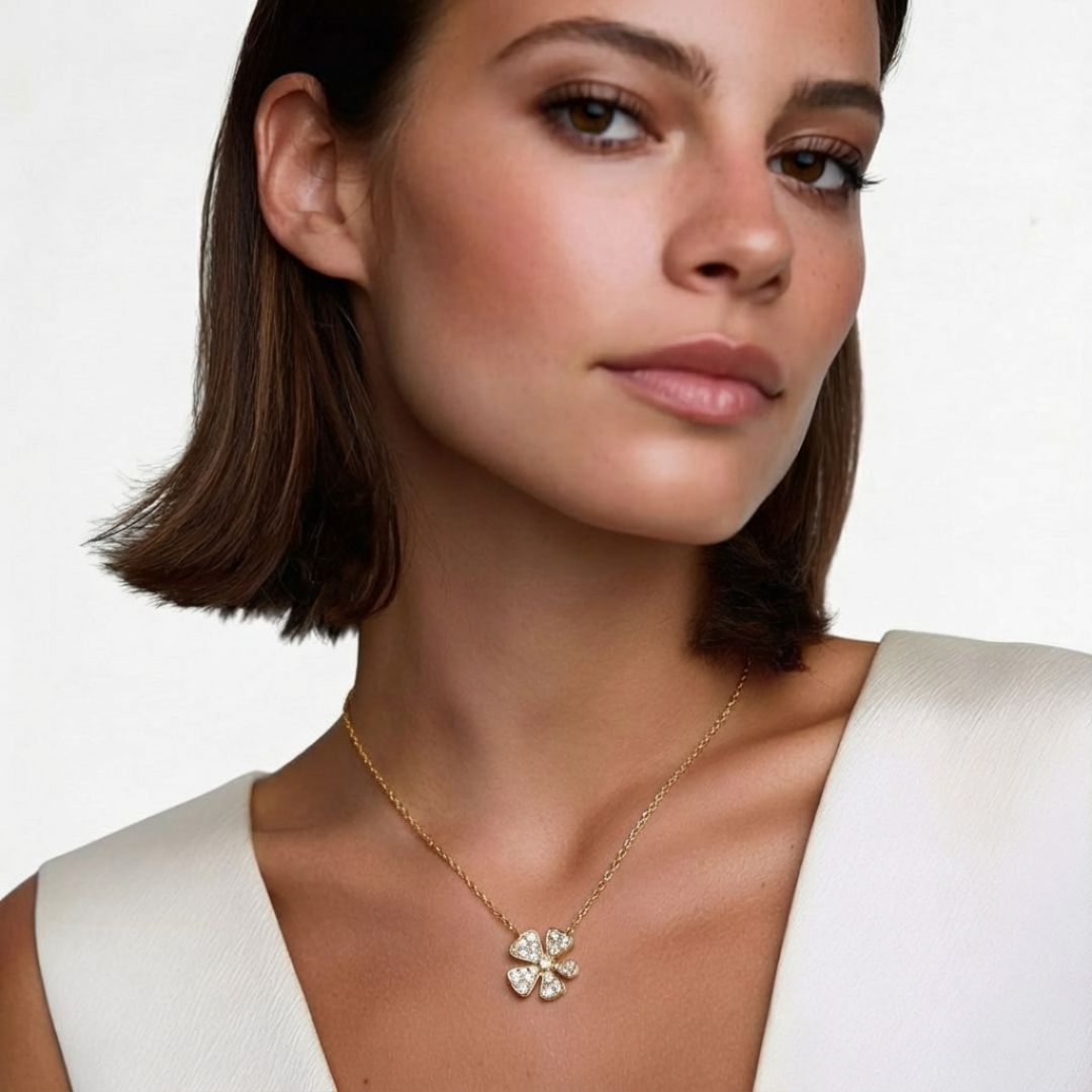 Collier trefle plaqué or 18K Bellaime 2