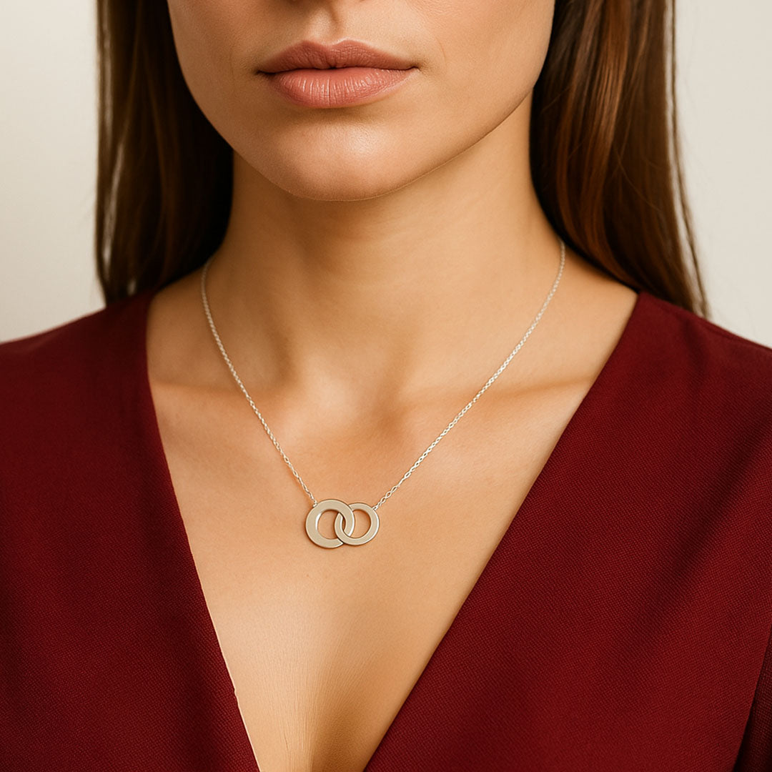 Collier anneaux entrelacés argent 925 You and Me Bellaime 2