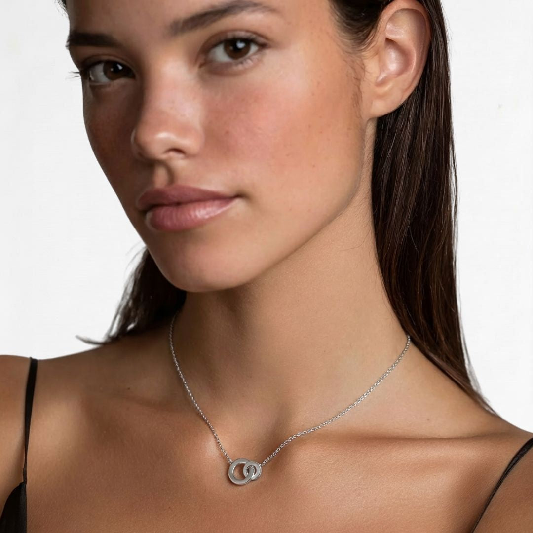 Collier anneaux entrelacés argent 925 You and Me Bellaime 2