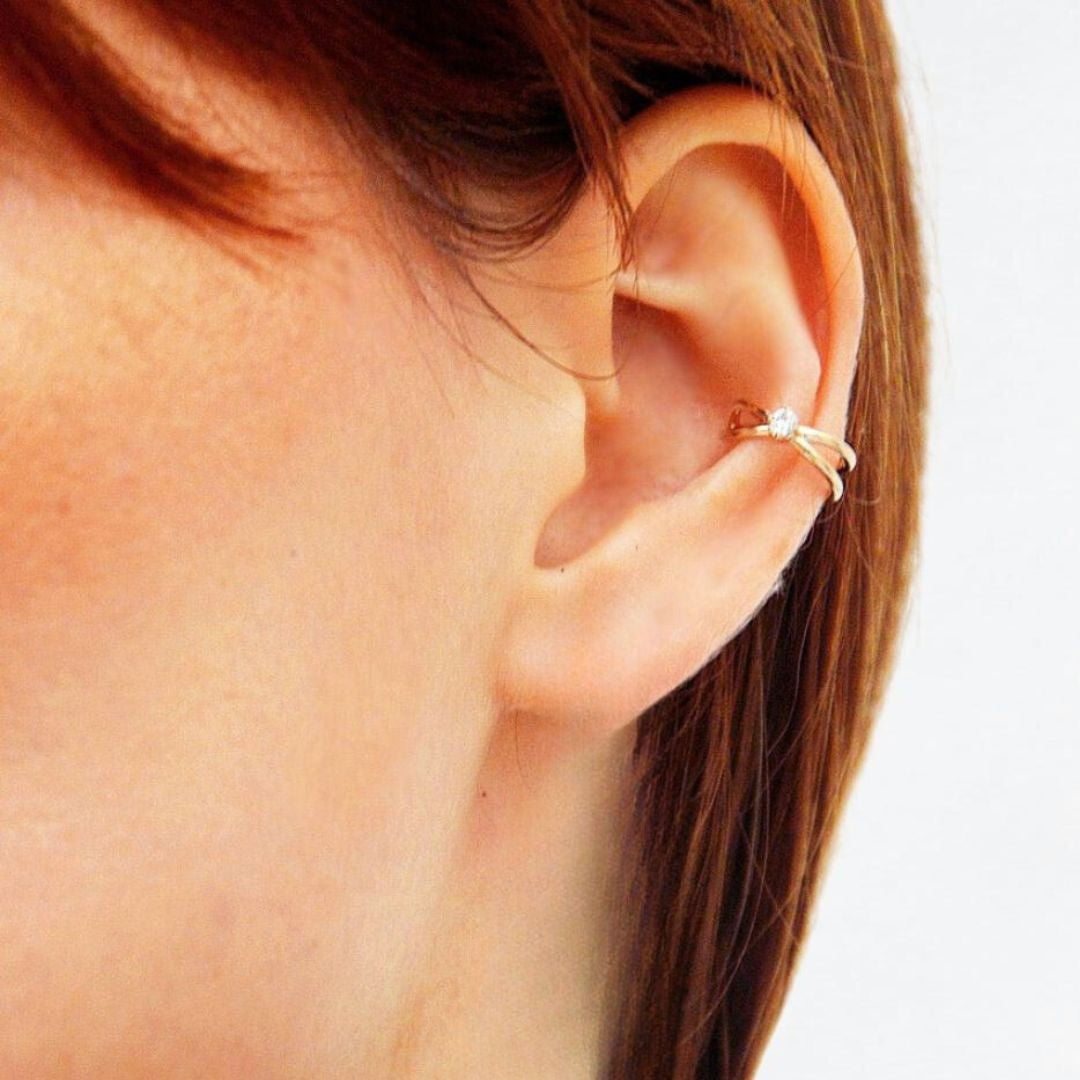 Earcuff plaqué or 18K zirconium Arye Bellaime 2