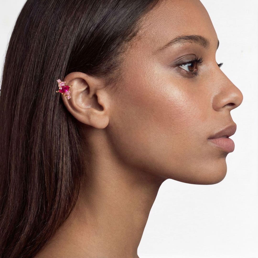 Earcuff rose plaqué or Juliette 3