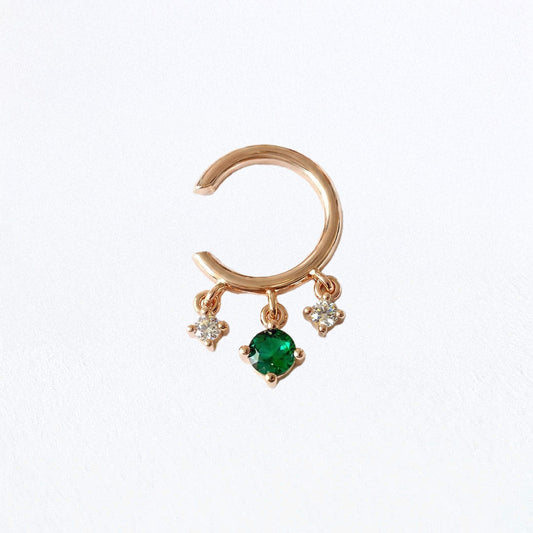 Earcuff verte plaqué or Devina