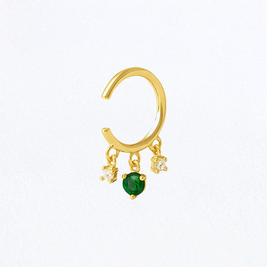 Earcuff Devina - Verte - Plaqué Or 18K et Zirconium