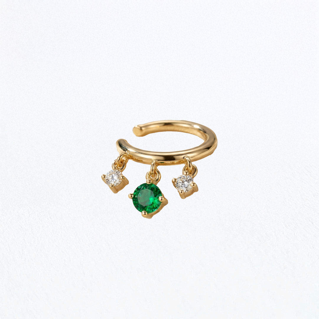 Earcuff verte plaqué or Devina 5