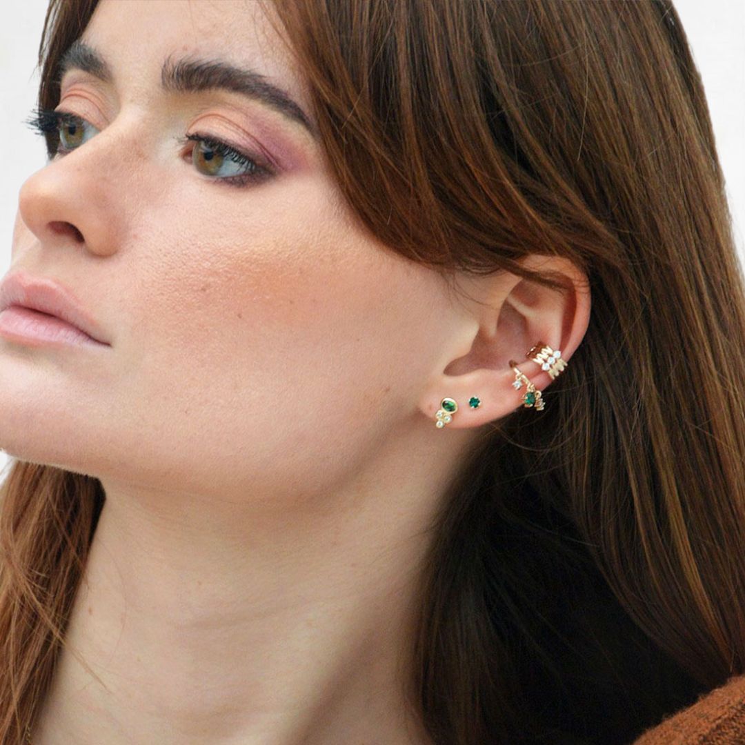 Earcuff verte plaqué or Devina 3