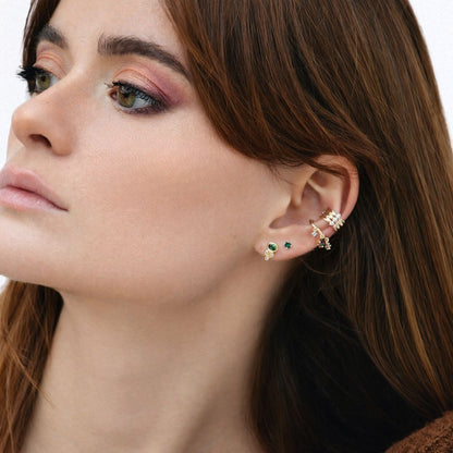 Earcuff verte plaqué or Devina 3