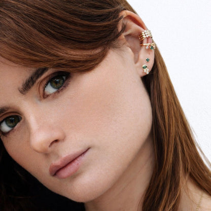 Earcuff verte plaqué or Devina 4