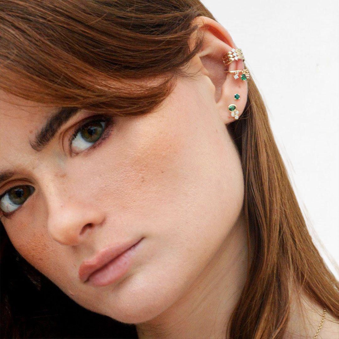 Earcuff verte plaqué or Devina 4