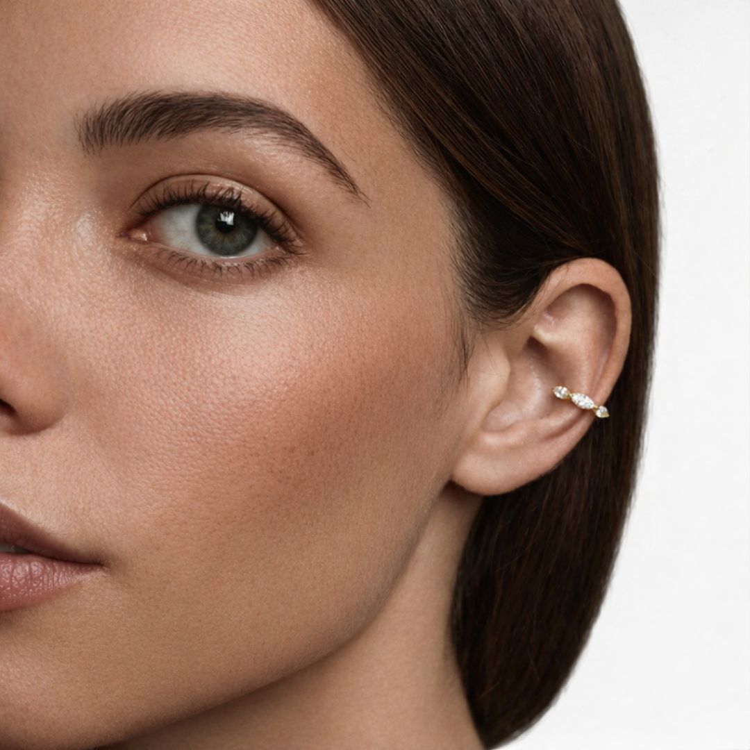 Earcuff plaqué or 18K zirconium 1 cm Magdalena Bellaime 2