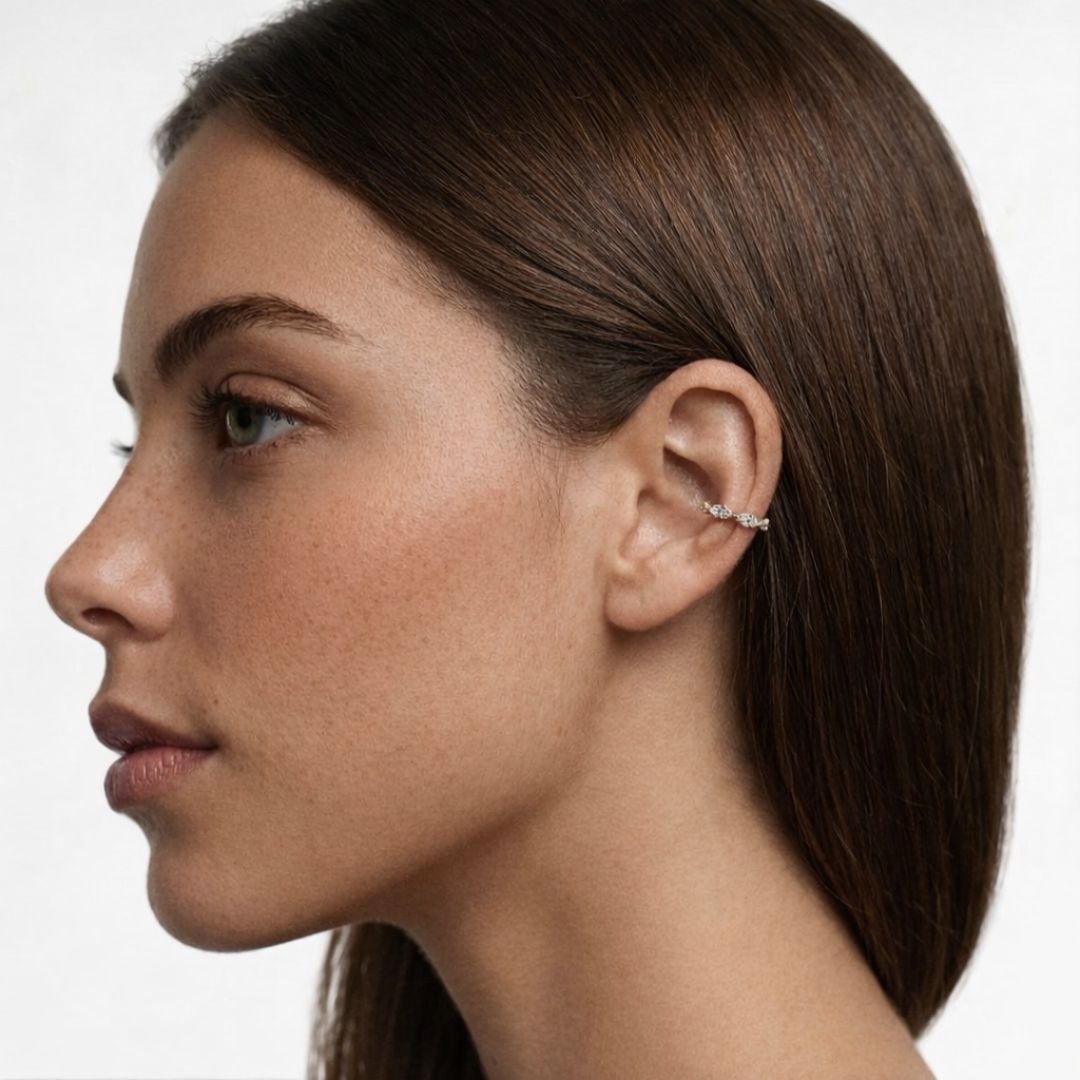 Earcuff plaqué or 18K zirconium 1 cm Magdalena Bellaime 3